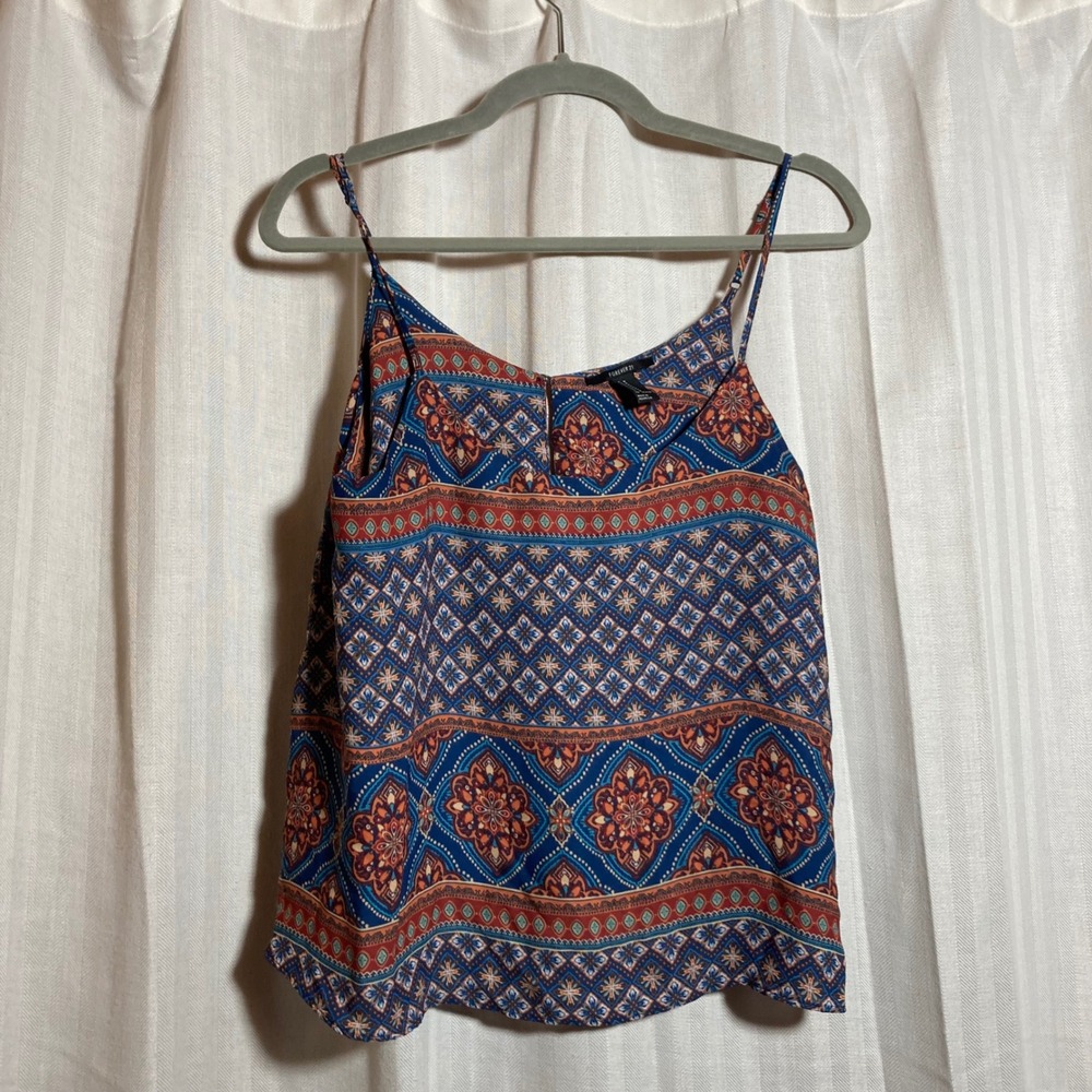 Forever 21 Womens Blue Orange Boho Medallion Print Cami Tank Top M Festival